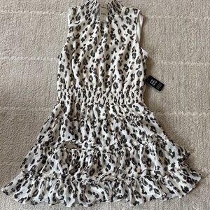 Express Leopard Print Mini Dress - Black and off white